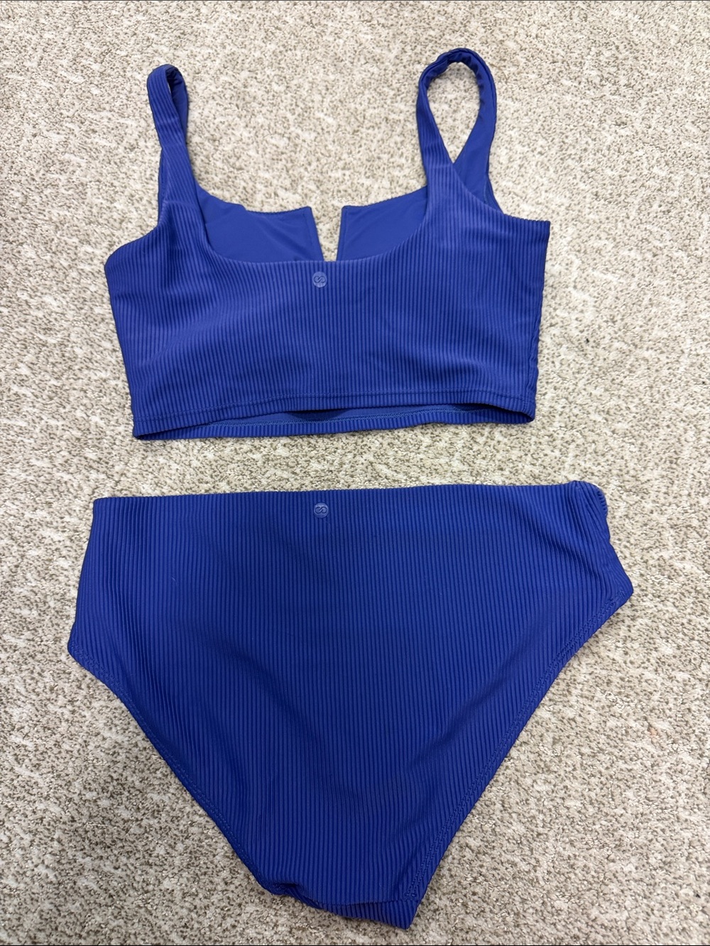 CALIA by Carrie Underwood Royal Blue Ribbed Bikini Set - Picture 2 of 3